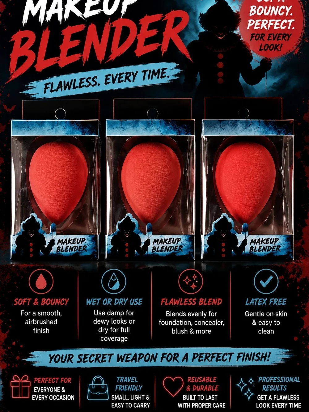 Red Makeup Blender Sponge - 3 Pack